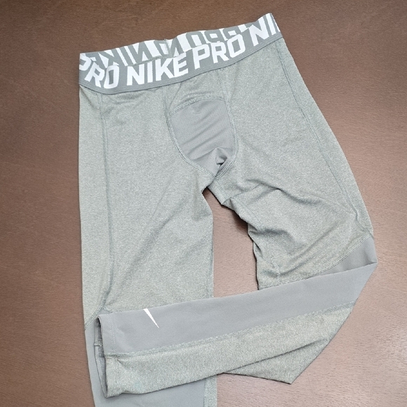 NIKE Kids Boys M Pro Gray Leggings Football Track Cold Gear - Picture 1 of 8
